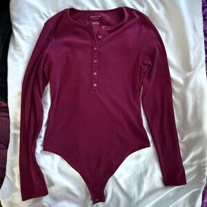 American Eagle Long Sleeve Henley Bodysuit
